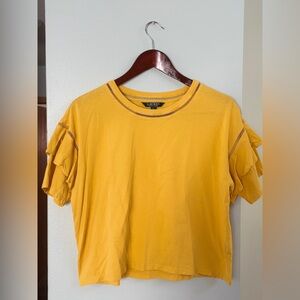 Raph Lauren Yellow Ruffle Sleeve Top
